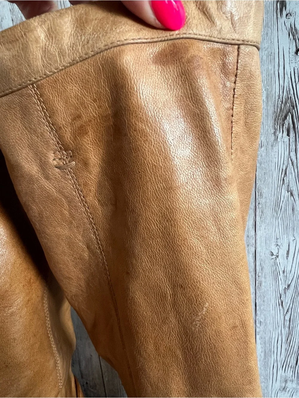 Frye Cindy Slouchy Women's Tall Leather  Boots in Cognac Tan Size 7